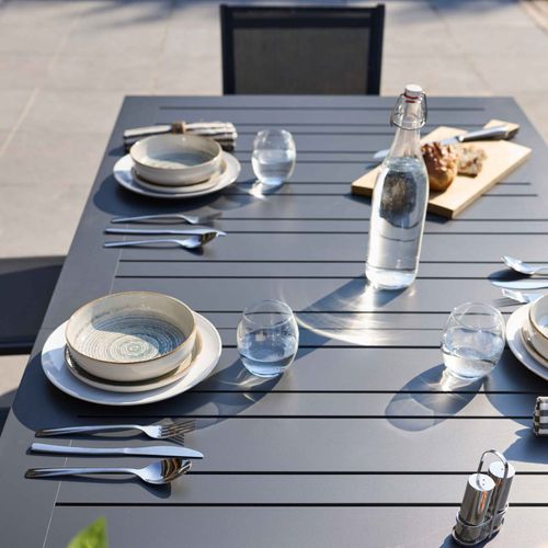 Ensemble Table De Jardin Extensible Et 10 Chaises En Aluminium Gris