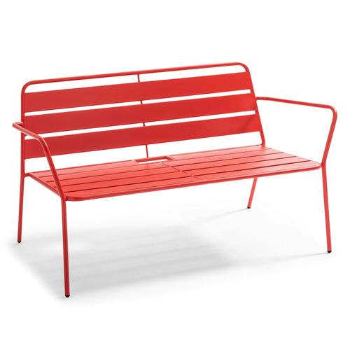 Salon De Jardin 4 Places Et 1 Table Basse En Acier Rouge Palavas