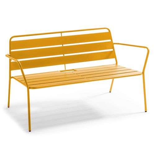 Salon De Jardin 4 Places Et 1 Table Basse En Acier Jaune Palavas