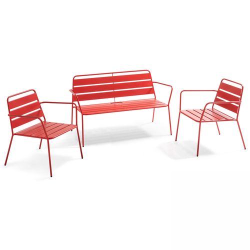 Salon De Jardin 4 Places En Métal Rouge Palavas
