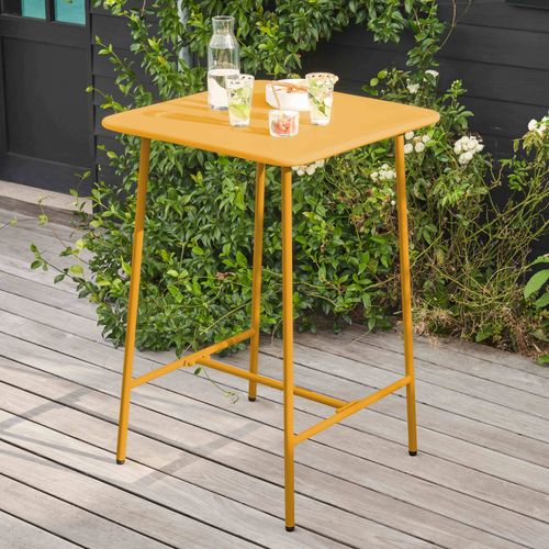 Table Haute De Jardin Carrée En Acier Jaune Palavas