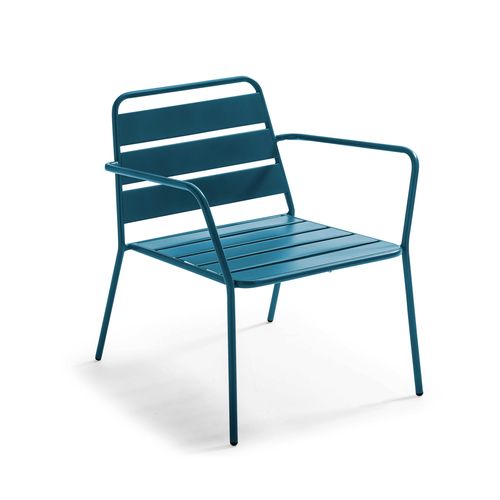 Fauteuil Bas De Jardin En Métal Bleu Pacific Palavas