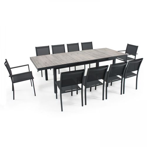 Table Extensible 8 Chaises Et 2 Fauteuils En Aluminium Et Céramique