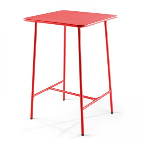 Ensemble Table De Bar Et 2 Chaises Hautes En Métal Rouge Palavas