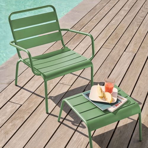 Fauteuil Relax Et Repose Pied En Métal Vert Cactus Palavas