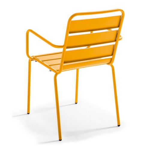 Ensemble Table De Jardin Et 4 Fauteuils En Métal Jaune Palavas