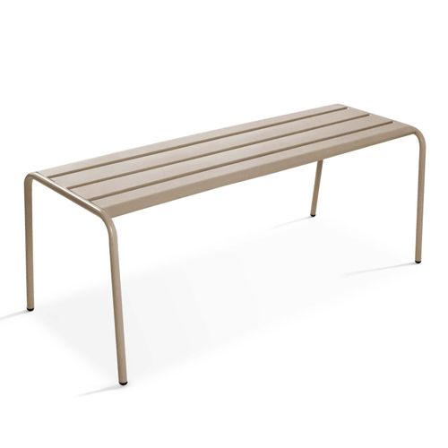 Ensemble Table De Jardin Carrée Et 4 Bancs En Métal Taupe  Palavas