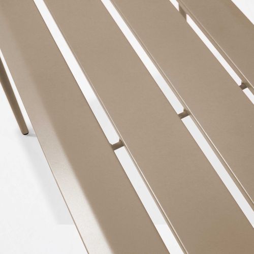 Ensemble Table De Jardin Carrée Et 4 Bancs En Métal Taupe  Palavas