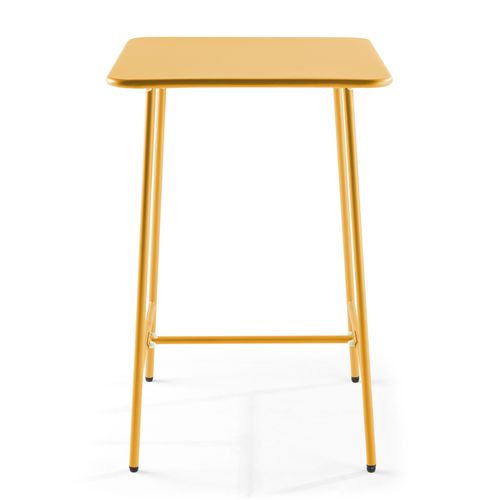 Table De Bar 70x70x105cm Et 4 Chaises Hautes 49x58x101cm, En Acier, Palavas Jaune