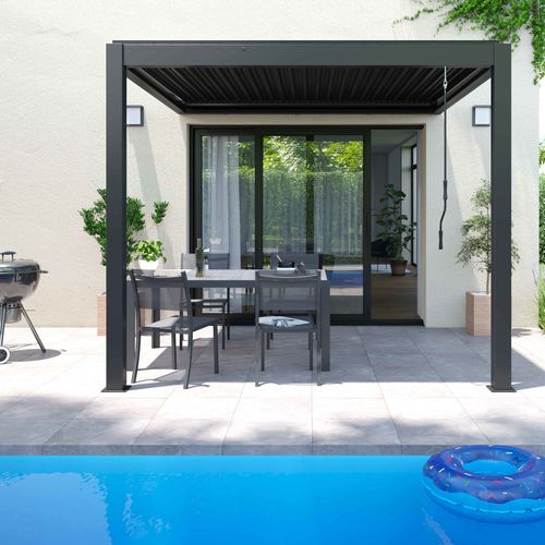 Pergola Bioclimatique Adossée Aluminium 3 X 3 X 2.5 M Oia
