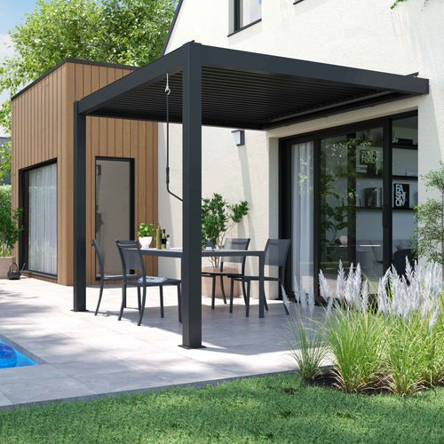 Pergola Bioclimatique Adossée Aluminium 3 X 3 X 2.5 M Oia