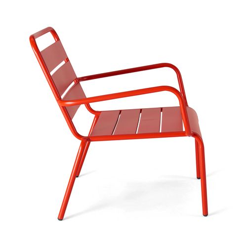 Lot De 2 Fauteuils Relax Avec Repose-pieds En Métal Rouge Palavas