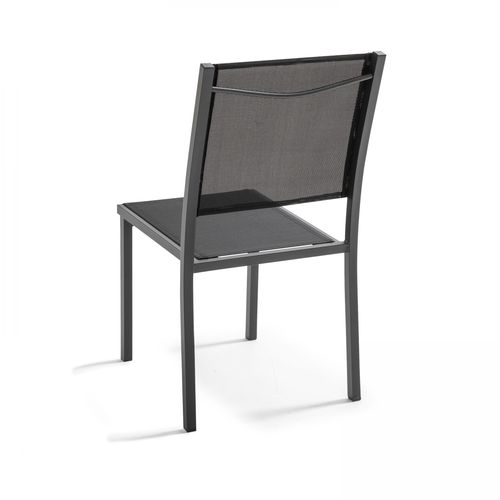 Lot De 2 Chaises De Jardin En Aluminium Et Textilène Noir