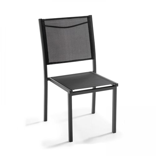 Lot De 2 Chaises De Jardin En Aluminium Et Textilène Noir