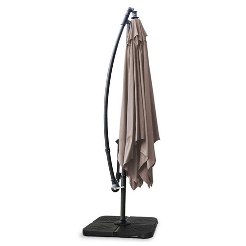 Parasol Déporté 3x3m Et 4 Dalles à Remplir Acier Taupe Genova