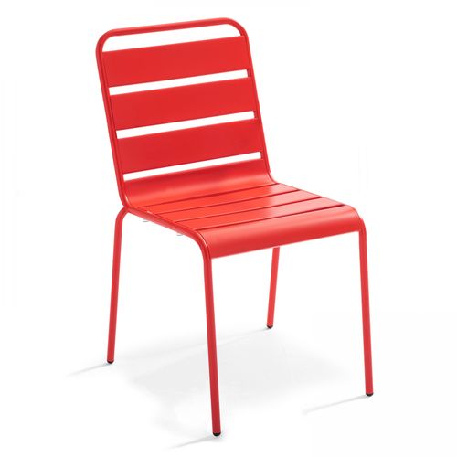 Salon De Jardin En Métal 2 Bancs Et 4 Chaises, Palavas Rouge - Palavas
