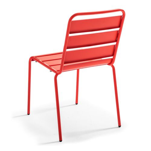Salon De Jardin En Métal 2 Bancs Et 4 Chaises, Palavas Rouge - Palavas