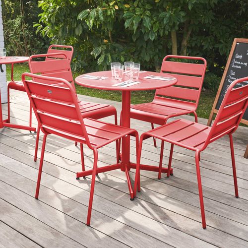 Ensemble Table De Jardin Ronde Et 4 Chaises Rouge Palavas