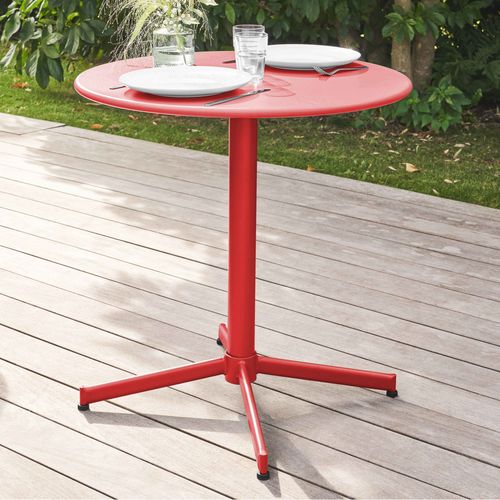Ensemble Table De Jardin Ronde Et 4 Chaises Rouge Palavas