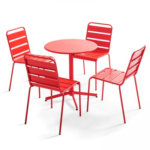 Ensemble Table De Jardin Ronde Et 4 Chaises Rouge Palavas