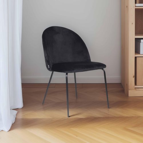 Lot De 4 Chaises En Velours Noir