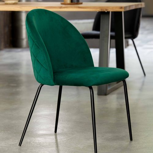 Lot De 4 Chaises En Velours Vert Foncé