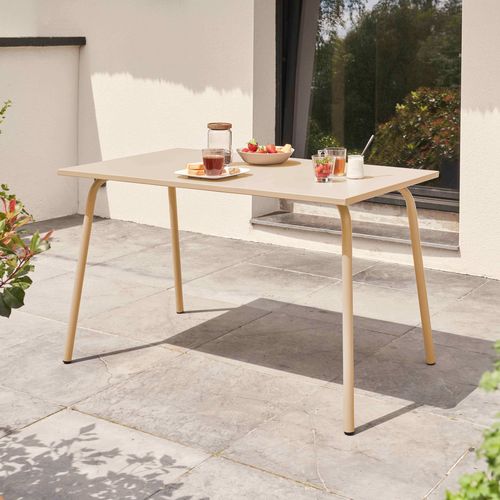 Table De Jardin En Acier 120 X 70 Cm Ivoire  Palavas