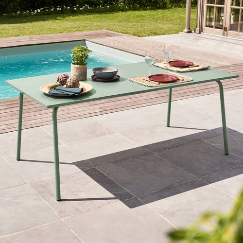 Table De Jardin Rectangulaire En Métal Vert Sauge 180 Cm Palavas