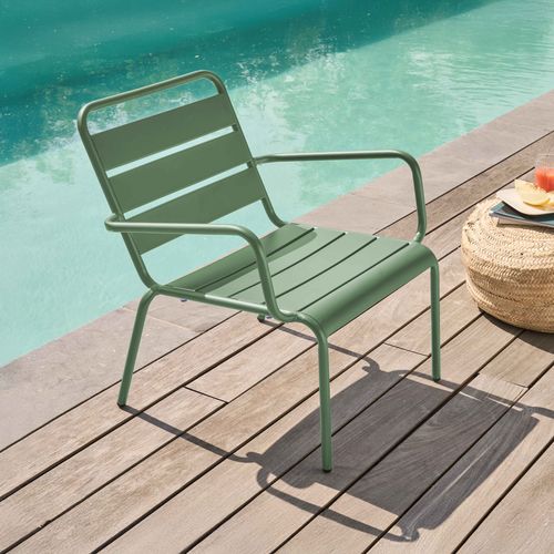 Fauteuil De Jardin Bas Relax Acier Vert Sauge Palavas