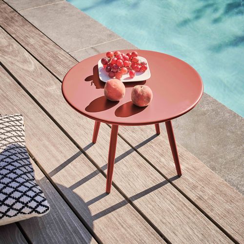 Table Basse De Jardin Ronde En Métal Argile 40 Cm Palavas