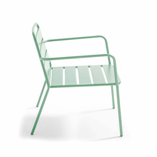 Fauteuil Bas De Jardin En Métal Vert Sauge Palavas