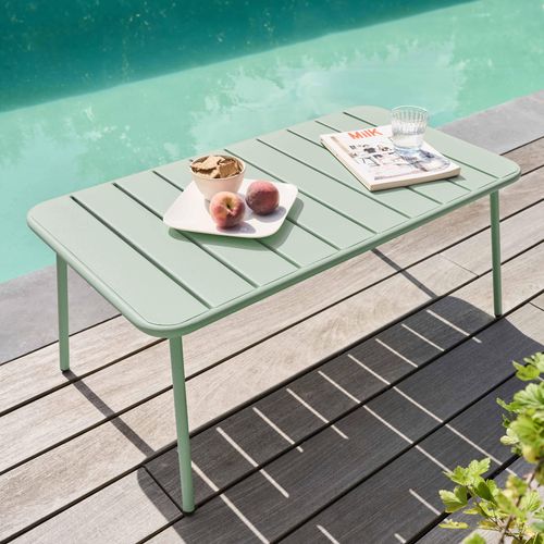 Table Basse De Jardin Acier Vert Sauge 90 X 50 Cm Palavas