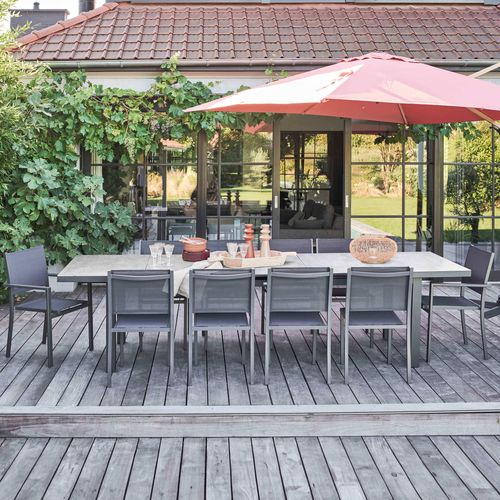 Ensemble Table De Jardin Avec 8 Chaises Et 2 Fauteuils Béton