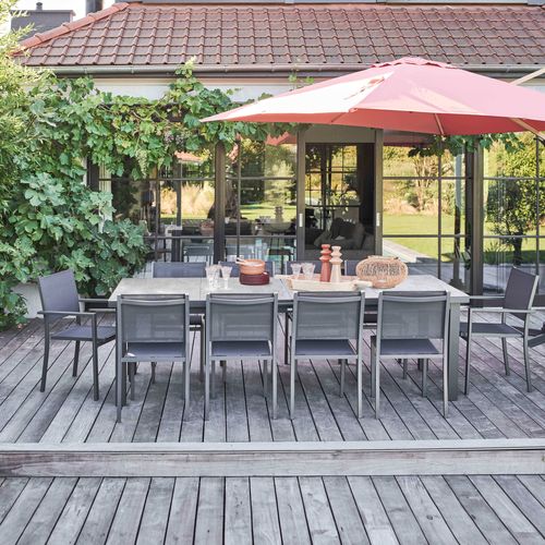 Ensemble Table De Jardin Avec 8 Chaises Et 2 Fauteuils Béton