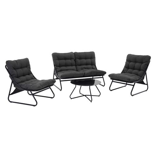 Salon De Jardin Bas 4 Places En Métal Noir