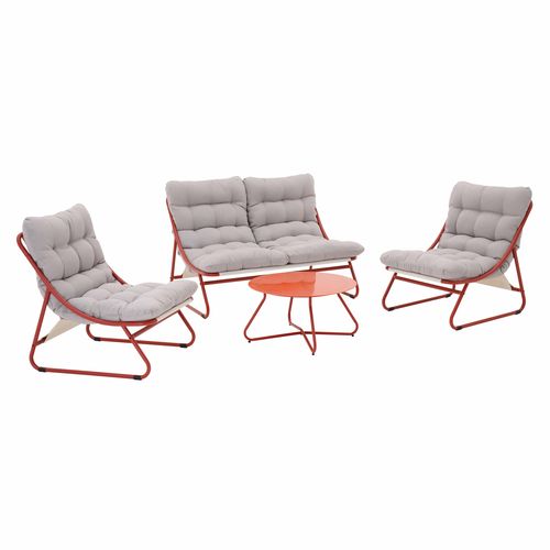 Salon De Jardin Bas 4 Places En Métal Terracotta