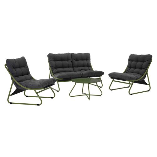 Salon De Jardin Bas 4 Places En Métal Vert