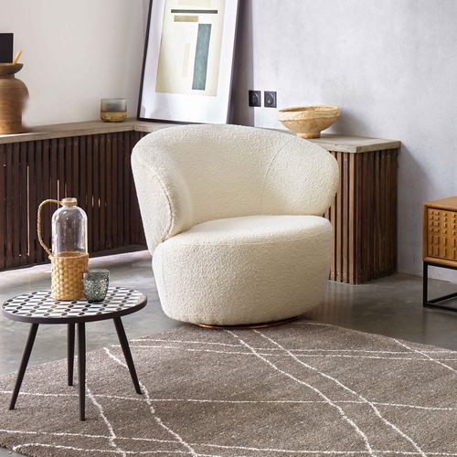 Table Basse Ronde Motif Mosaic En Céramique