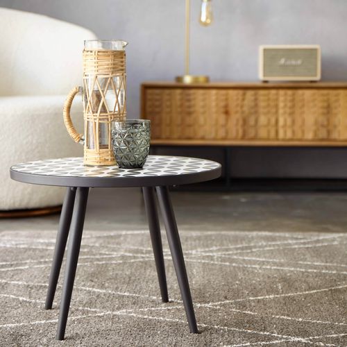 Table Basse Ronde Motif Mosaic En Céramique