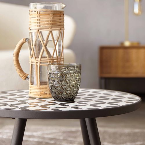 Table Basse Ronde Motif Mosaic En Céramique