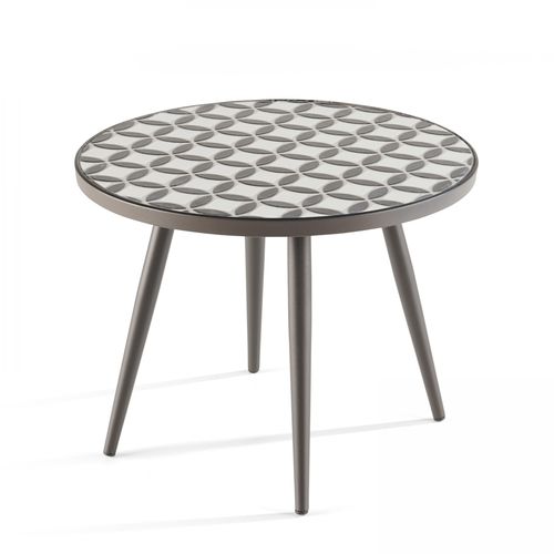 Table Basse Ronde Motif Mosaic En Céramique