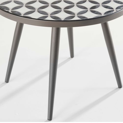 Table Basse Ronde Motif Mosaic En Céramique