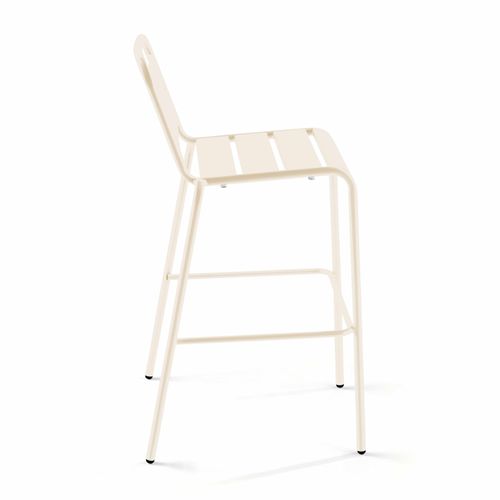 Ensemble Table De Bar Et 2 Chaises Hautes En Métal Ivoire Palavas