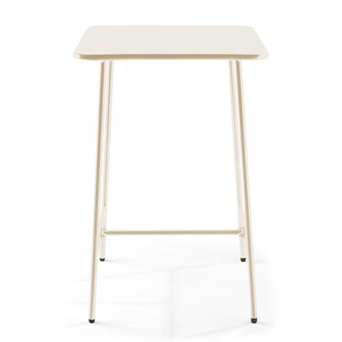 Ensemble Table De Bar Et 4 Chaises Hautes En Métal Ivoire Palavas