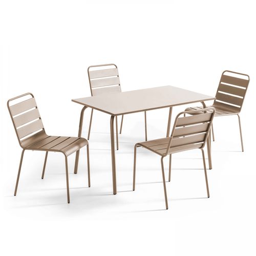 Ensemble Table De Jardin En Métal Et 4 Chaises Taupe Palavas