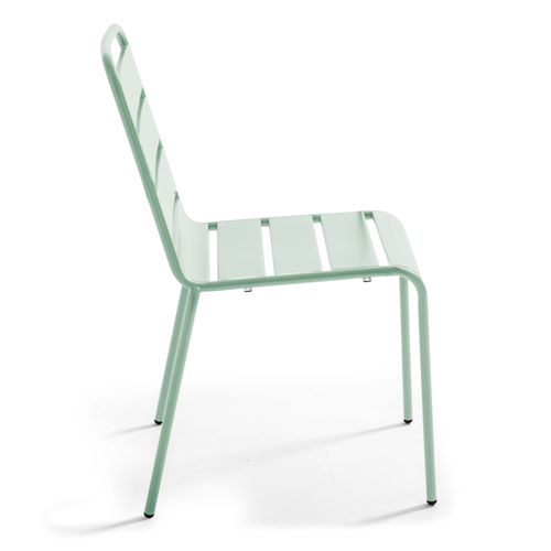Ensemble Table De Jardin En Métal Et 4 Chaises Vert Sauge Palavas