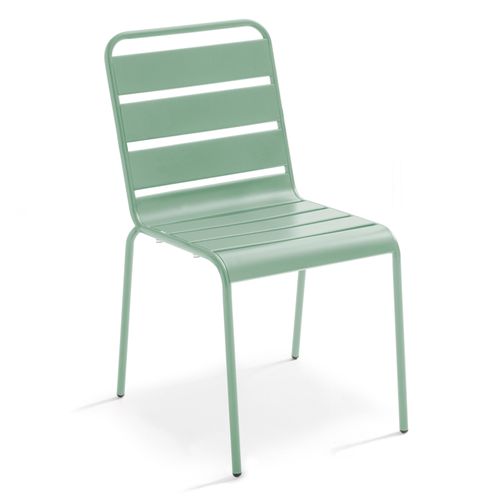 Ensemble Table De Jardin Et 6 Chaises En Métal Vert Sauge Palavas