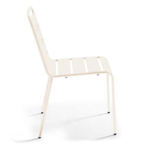 Ensemble Table De Jardin Ronde Et 6 Chaises En Métal Ivoire Palavas