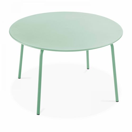 Ensemble Table De Jardin Ronde Et 6 Fauteuils Acier Vert Sauge Palavas
