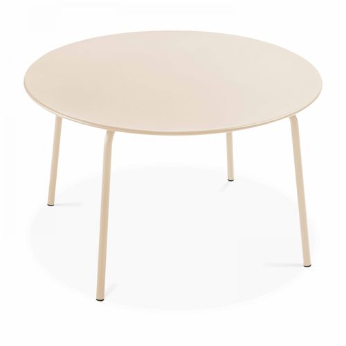 Ensemble Table De Jardin Ronde Et 6 Fauteuils Acier Ivoire Palavas